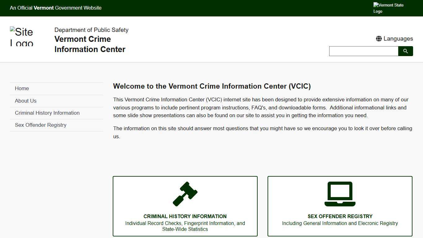 Home Page | Vermont Crime Information Center