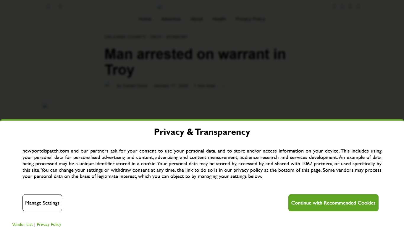 Man arrested on warrant in Troy - Newport Dispatch